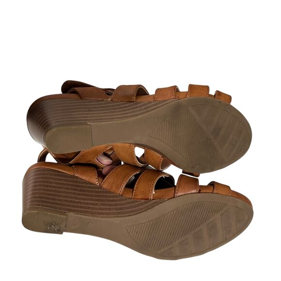 White Mountain Chestnut Brown Gladiator Wedge Sandals With Studs Size 6 - Picture 6 of 6